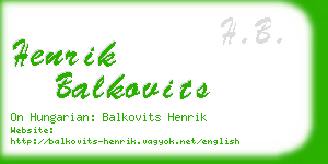 henrik balkovits business card